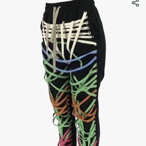 Laced up jogging pants